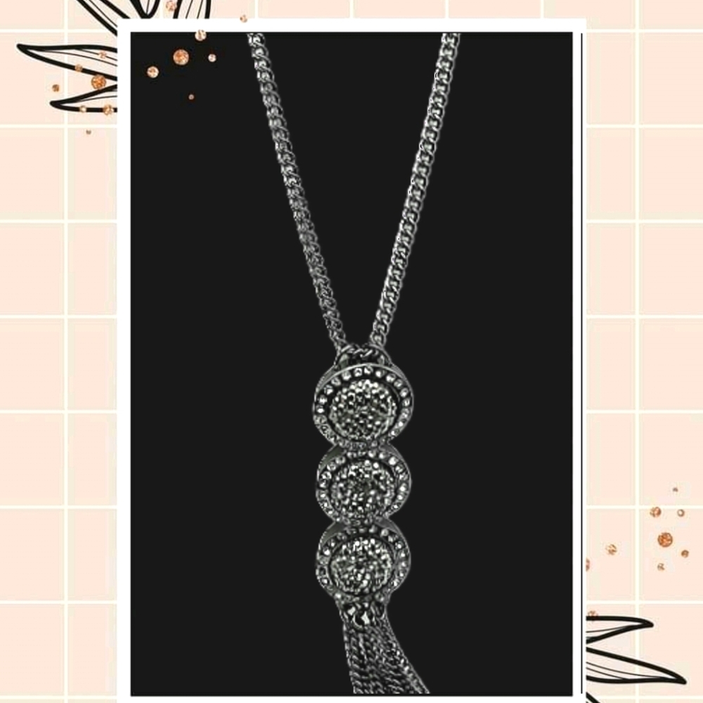 Women's Black and Silver Tassel Necklace